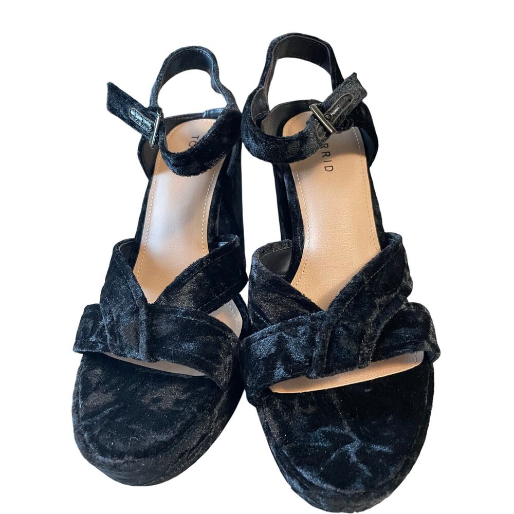 torrid Black Velvet Platform Heeled Sandals